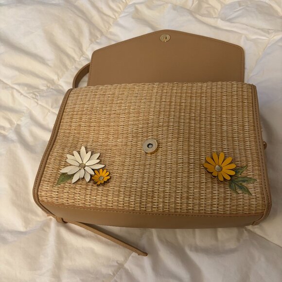 Disney Our Universe Bambi Straw Woven Crossbody Floral 3d Purse - Picture 2 of 7